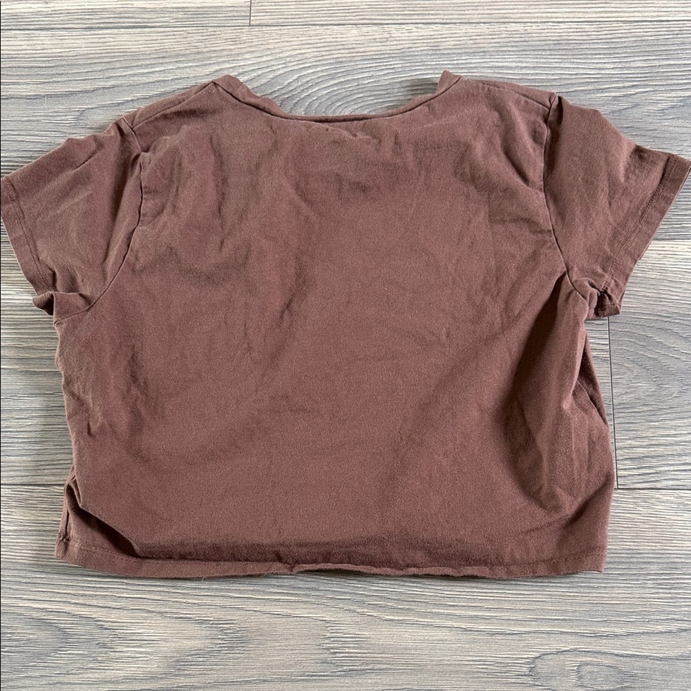 Charlotte Russe Brown Crop Top with Red Mushroom Design - Picture 4 of 5